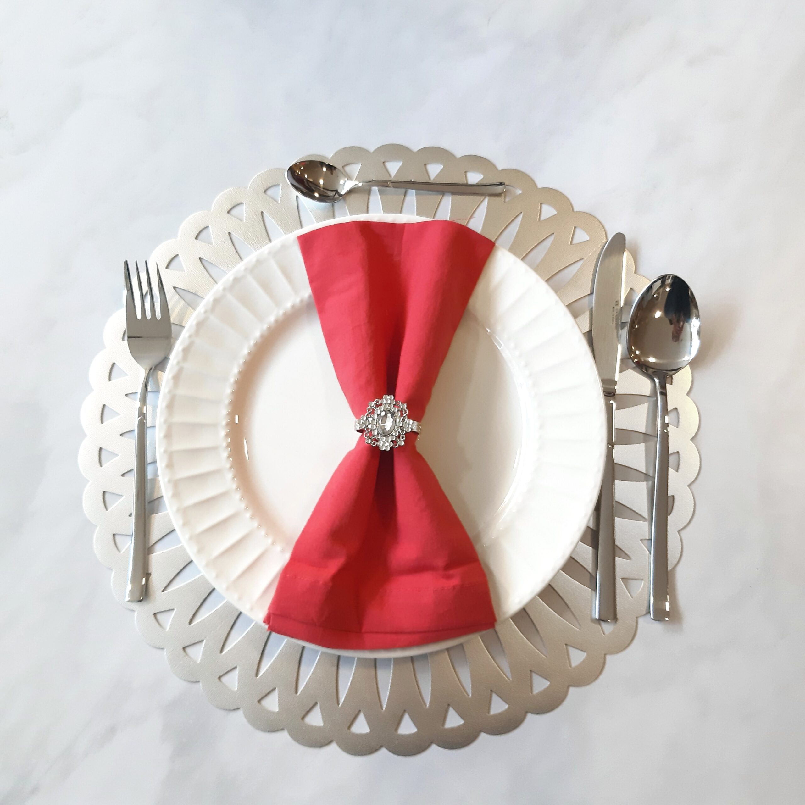 6 piezas/set servilletas de mesa de tela, servilletas de tela con adornos  festoneados minimalistas para mesa de comedor, Mode de Mujer